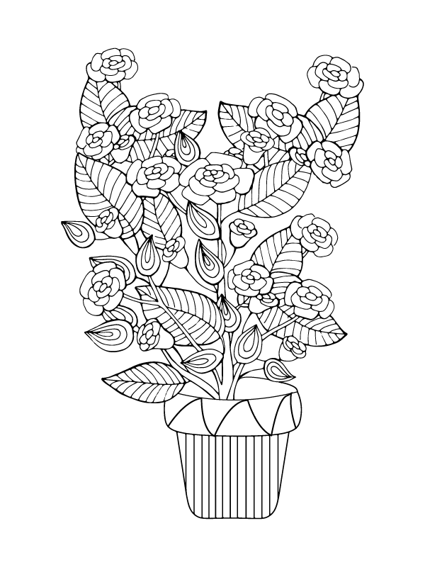 Página para Colorear de Rosa con Hojas