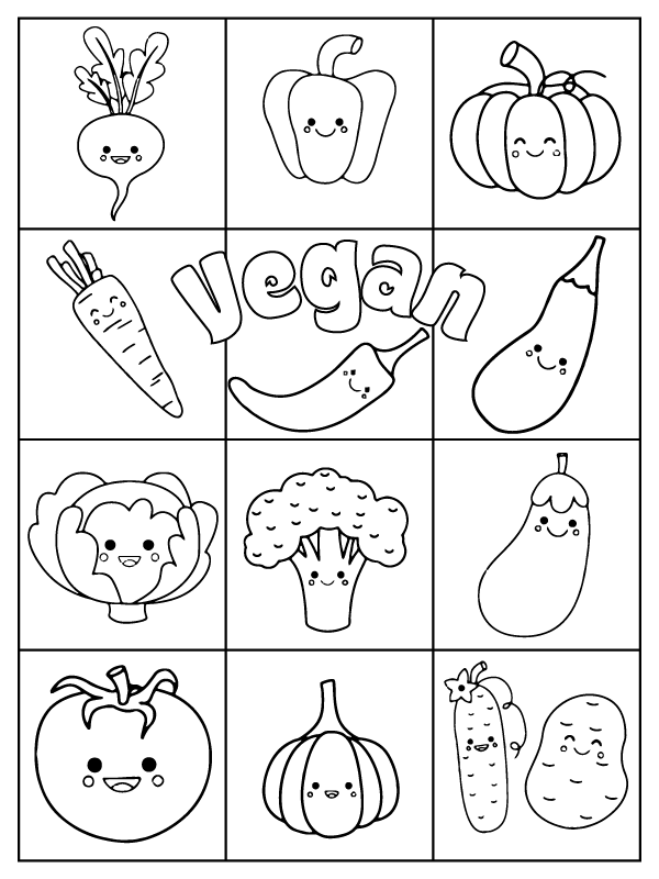 Sencilla Actividad de Colorear Vegana