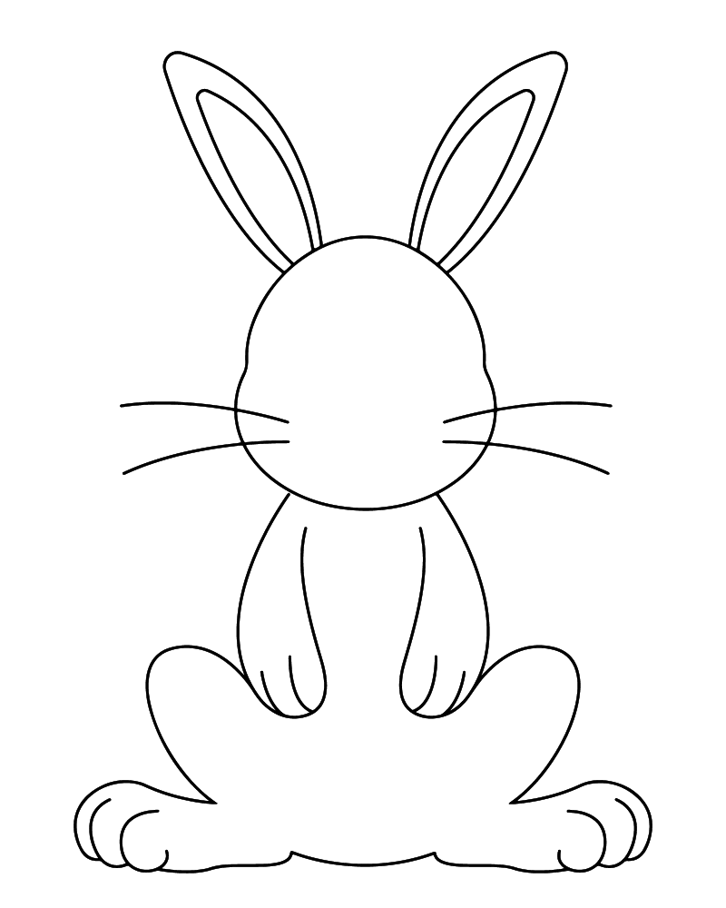 Página para Colorear de Plantilla de Conejo Fácil Individual
