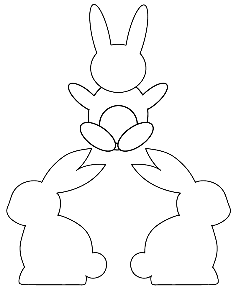 Página para Colorear de Tres Plantillas de Conejo