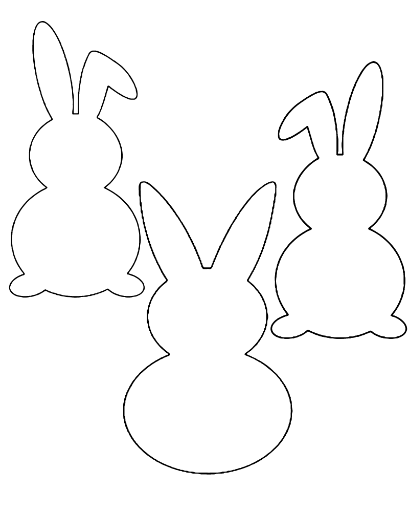 Página para Colorear de Tres Plantillas de Conejo Fáciles
