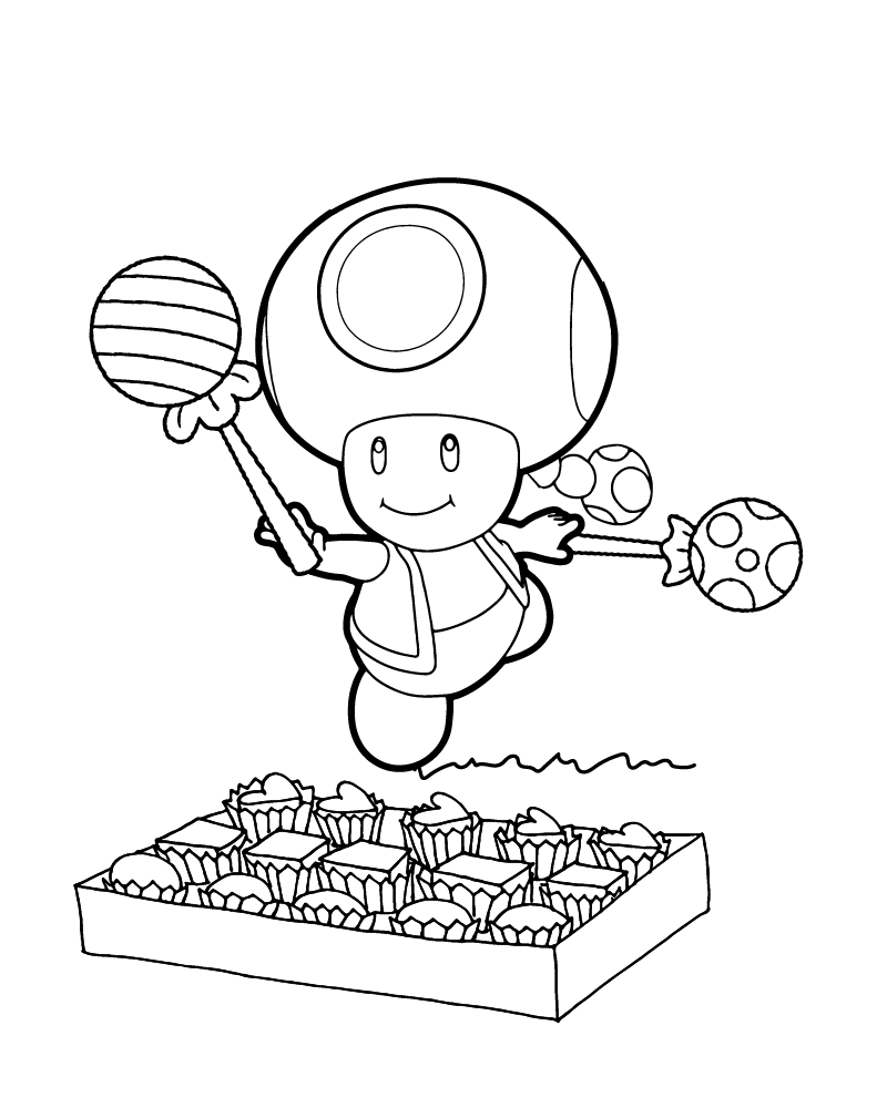 Página para Colorear de Toadette Comiendo Dulces