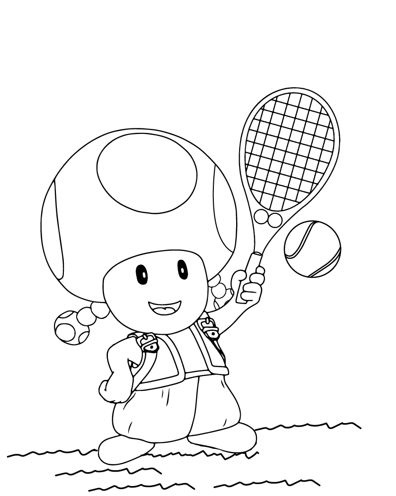 Página para Colorear de Toadette Jugando al Tenis
