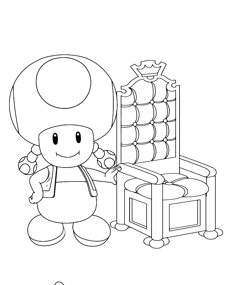 Página para Colorear de Toadette de Pie y una Silla