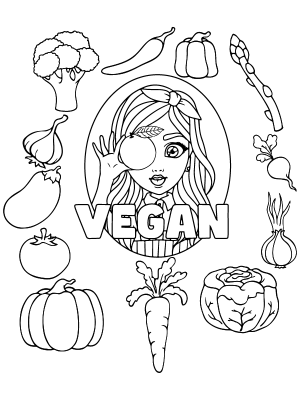 Página de Colorear Vegana para Imprimir