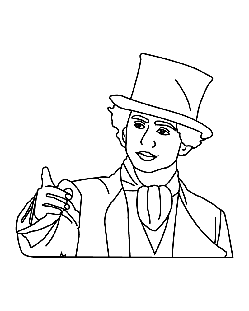 Hoja para Colorear de Willy Wonka para Niños