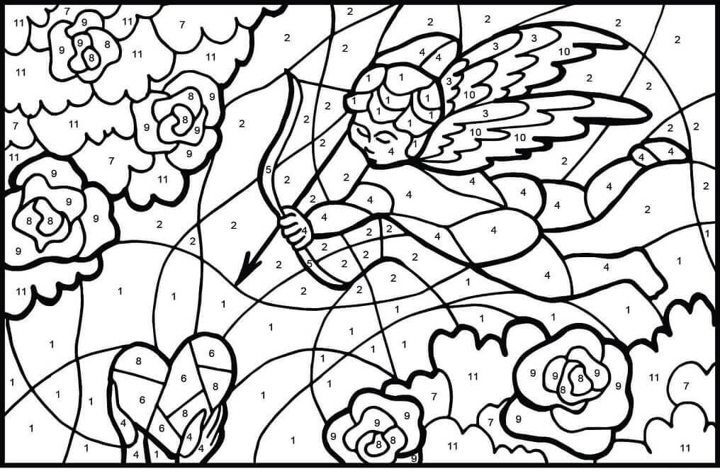 Ángel Cupido Color por Número