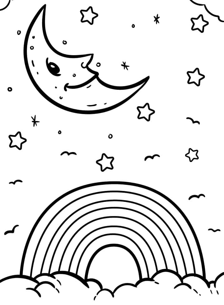 Lune et arc-en-ciel