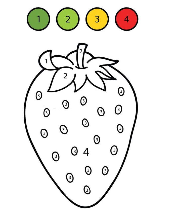 Coloriage De Fraises Couleur Par Numéro