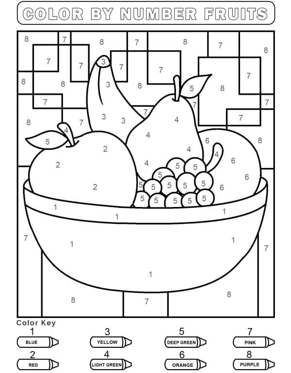 Coloriage De Fruits Par Numéro Pour La Maternelle