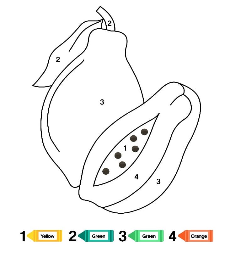 Coloriage De Papaye Couleur Par Numéro