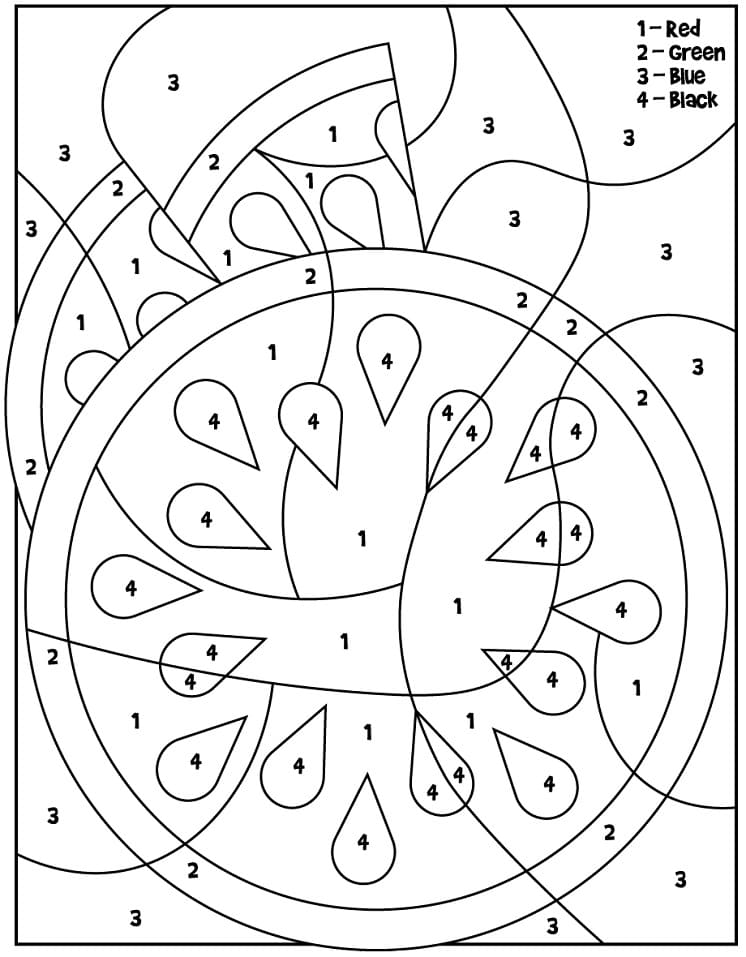 Coloriage De Pastèque Couleur Par Numéro