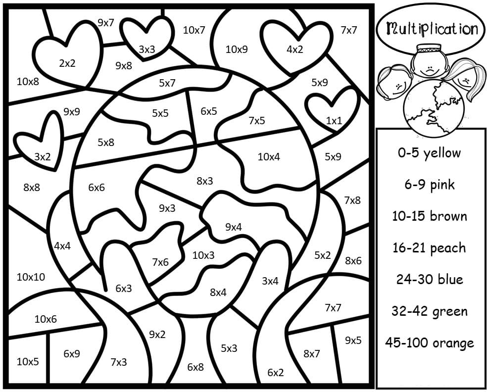 Multiplication du globe Coloriage par numéro