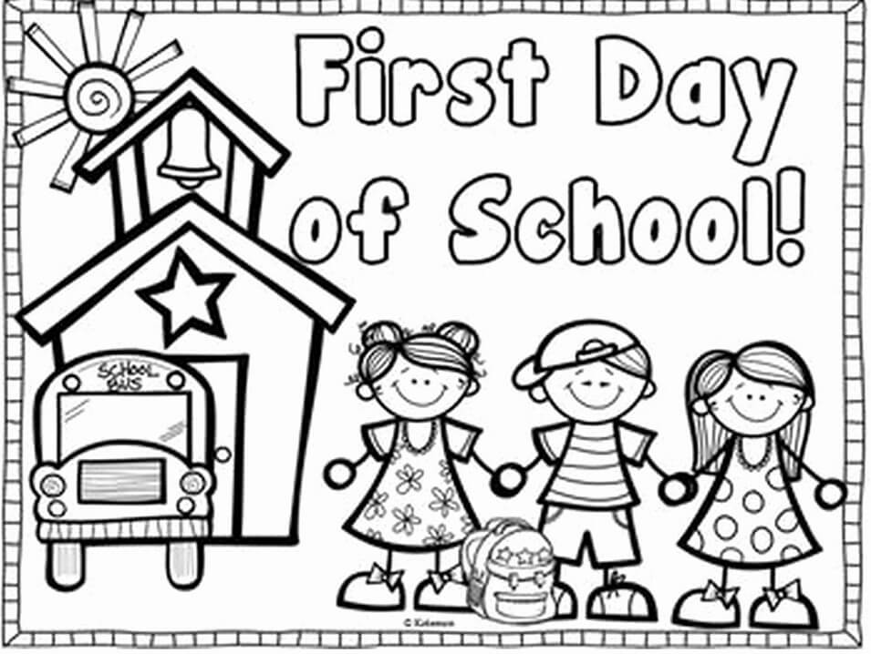 Page à Colorier Premier Jour à la Maternelle