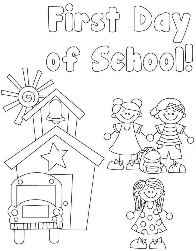 Page à Colorier Premier Jour d'École 1