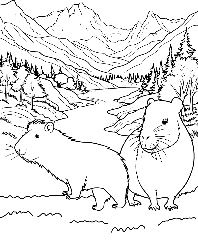 Capybaras dans la Vallée de Montagne